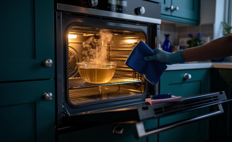 Letting the oven cool slightly first: why warm residue lifts without harsh scrubbing