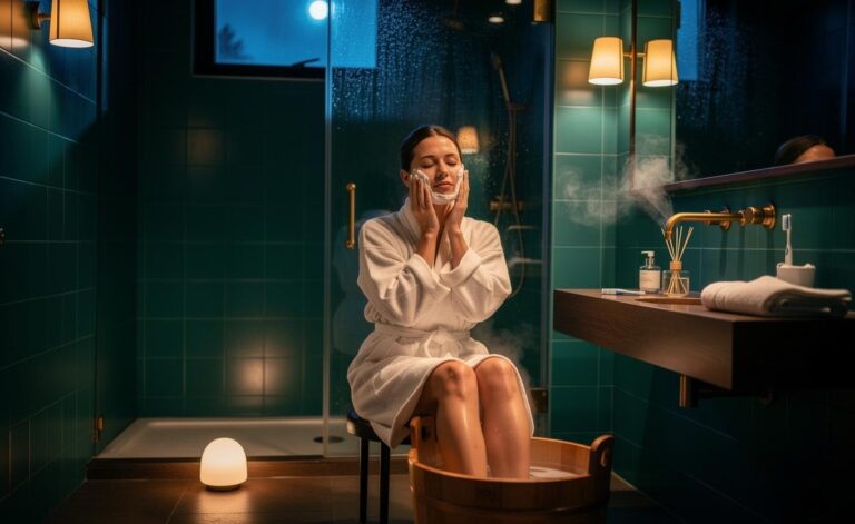 Six bathroom habits sleep scientists associate with faster evening wind-down times, based on 2024 surveys.