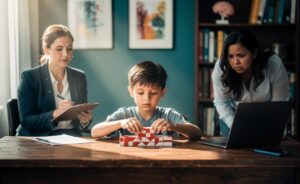 Illustration of parents seeking the WISC-5 test for their children